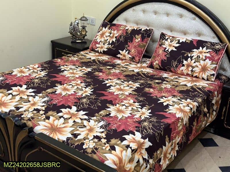 3pc crystal cotton printed double bedsheet 4