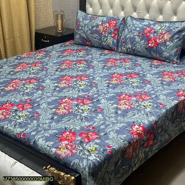 3pc crystal cotton printed double bedsheet 5