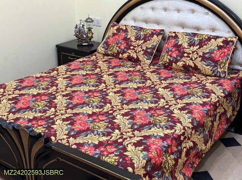 3pc crystal cotton printed double bedsheet 7