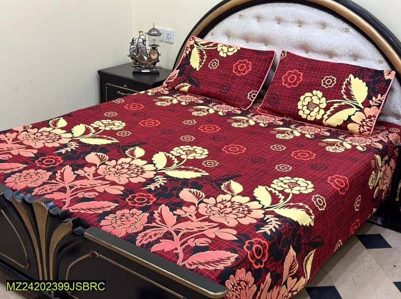 3pc crystal cotton printed double bedsheet 8