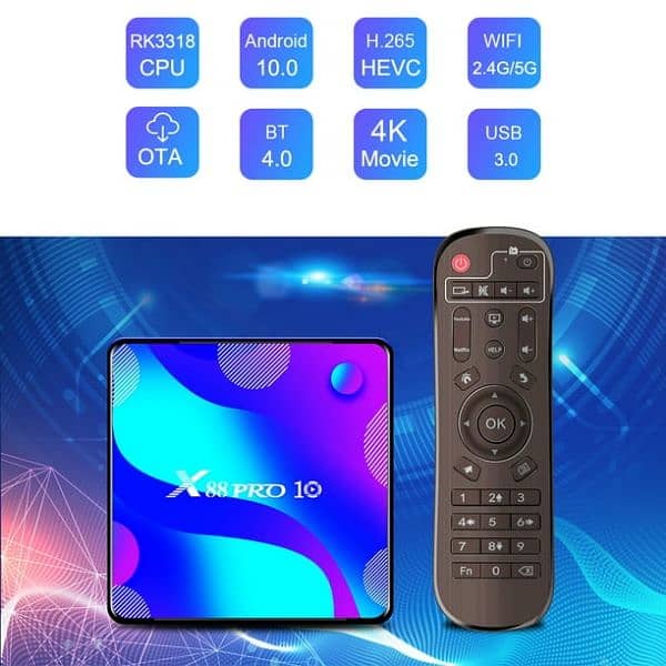 X88 pro 10 rk3318 android 10.0 smart tv box 4gb 64gb  4k 0