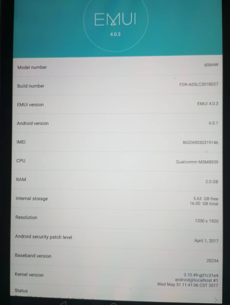 Huawei tablet 606 0