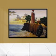 Painted Sunrise: Lighthouse and Cliff
