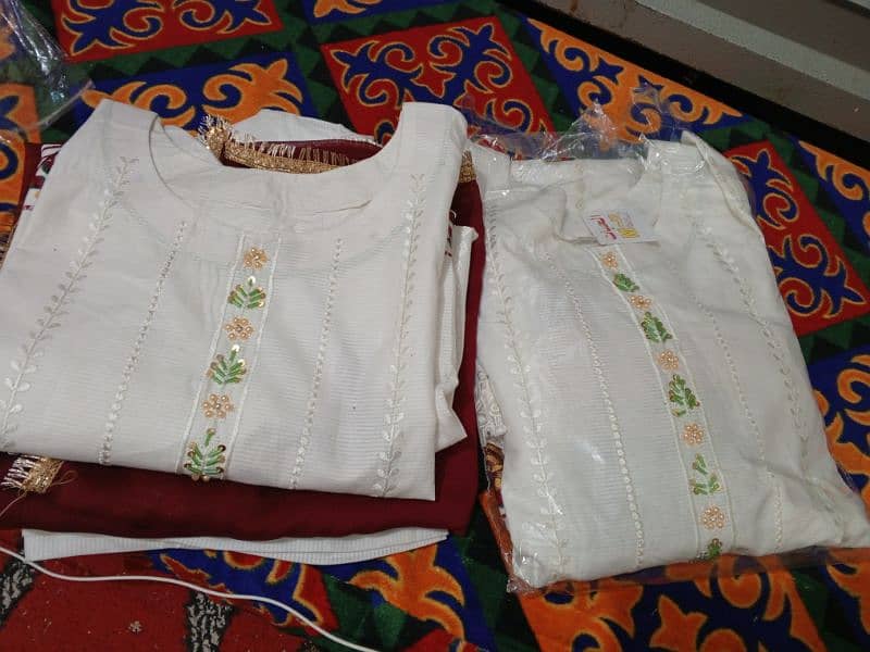 designing suit medium size white color kameez shalwar duppata 1