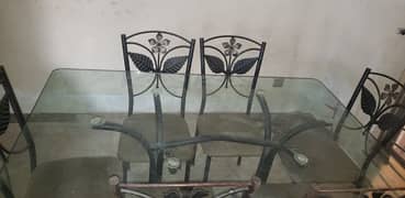 Dinning Table - Glass and Iron Table & Chair