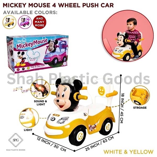 Little Star Micky Mouse Push Car For Kids 0