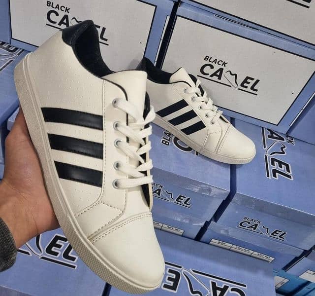 white Sneakers with black stripes comfortable and best quality 1