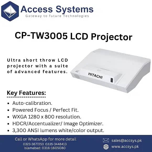 Epson EB580 Hitachi ultra short throw projector 3200 lumens03233677253 1