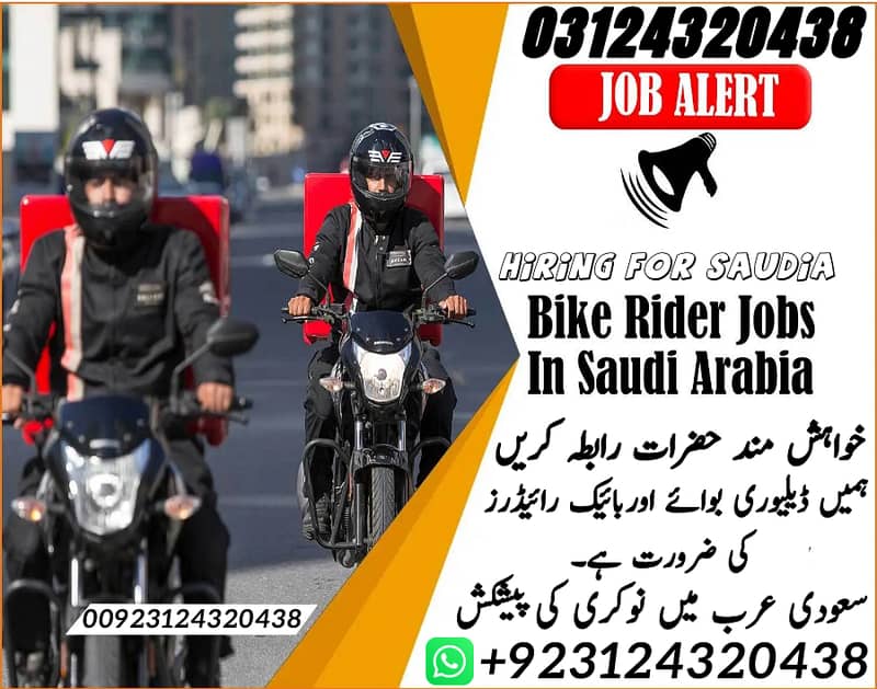 Delivery jobs / Rider jobs, Work Permit, Company Visa 03017109823 0