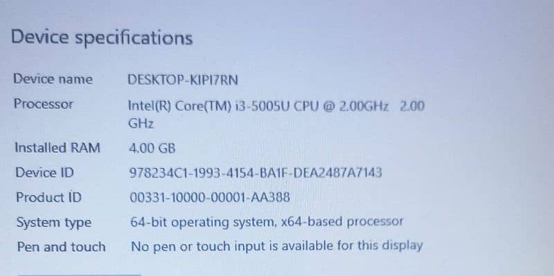 Asus i3, 4.00GB ram , 64bit operating system 5
