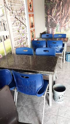 marble base table and boss plastic chairs high quality material