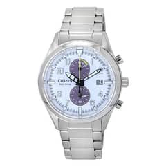 Citizen Classic Eco-Drive Chronograph Stainless Steel White Mens Watch 0