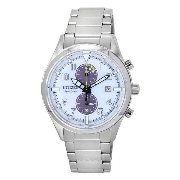 Citizen Classic Eco-Drive Chronograph Stainless Steel White Mens Watch 0