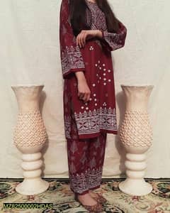 2 piece woman stitched lawn embroidery 0