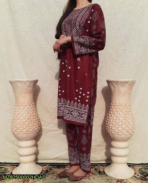 2 piece woman stitched lawn embroidery 1