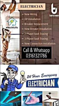 Electricians available For maintenance work 0