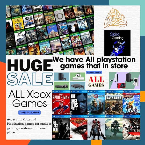 Digital games of Xbox one, series and Playstation 4,5 0