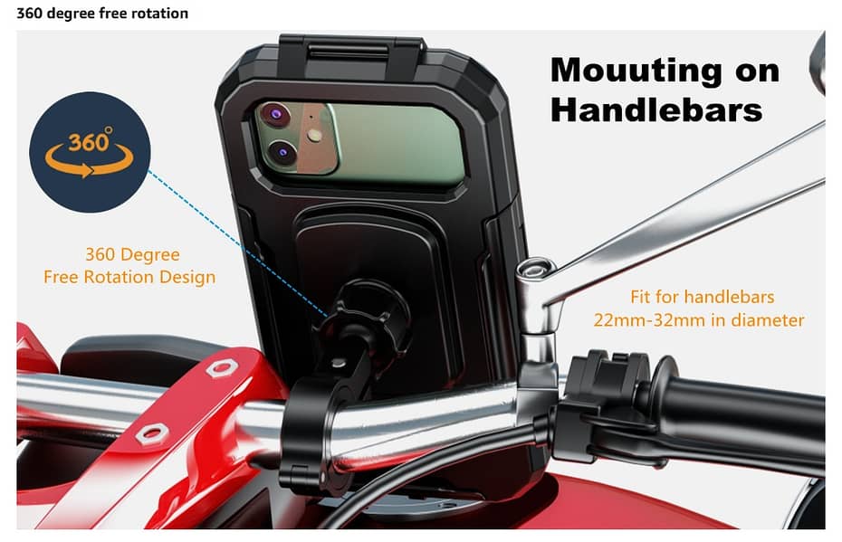 Kewig Motorcycle Waterproof Mount Stand Mobile Phone Holder Case Cover 6