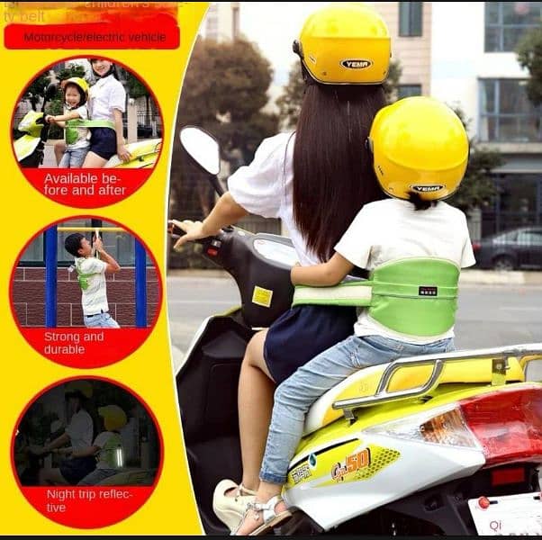 Adjustable motorcycle children safety belt 1