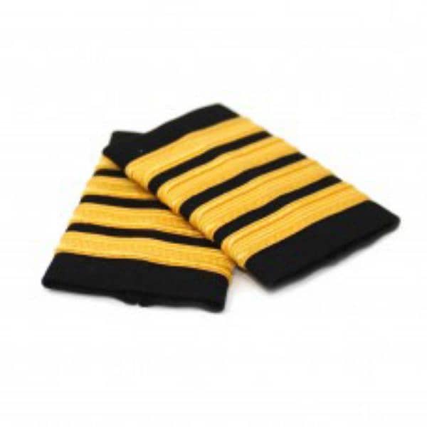 Epaulets white 4 bars, aviation uniform shoulder 3