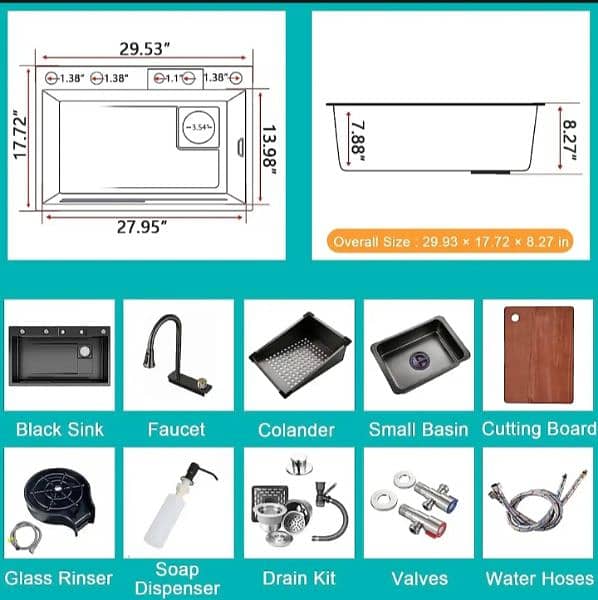 KITCHEN SINK SET 75*45 SINK WITH ALL ASSESRIES 4