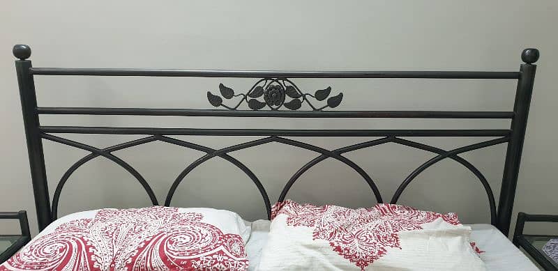 Elegant Steel Double Bed set with side tables and Mirror 1