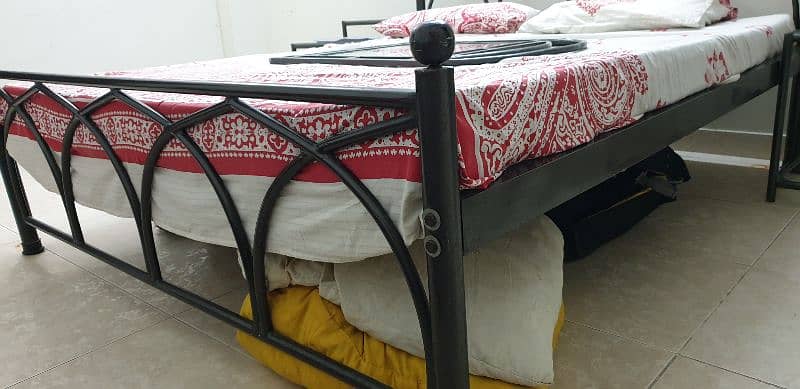 Elegant Steel Double Bed set with side tables and Mirror 3