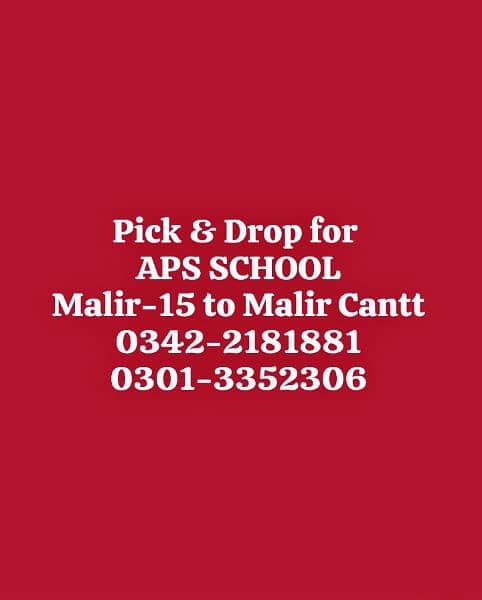 Hiroof available for Pick & Drop for APS SCHOOLS at Malir Cantt. 0