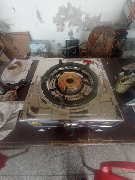 Silver Steel Single Burner Medium Stove. Desi Style Top Quality. 0