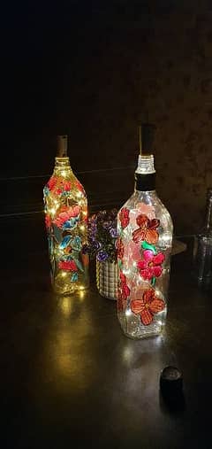 hand painted glass bottles