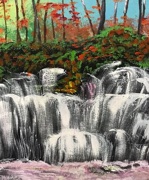 trees with waterfall painting 3