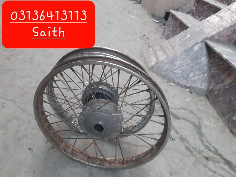 Honda 70cc bike wheel complete Hab ke shat Aage wala Piche wala 2 pic 3