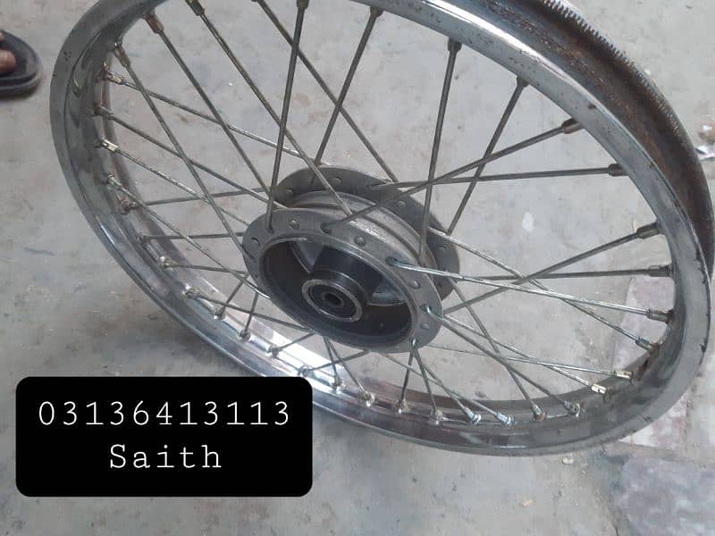 Honda 70cc bike wheel complete Hab ke shat Aage wala Piche wala 2 pic 4
