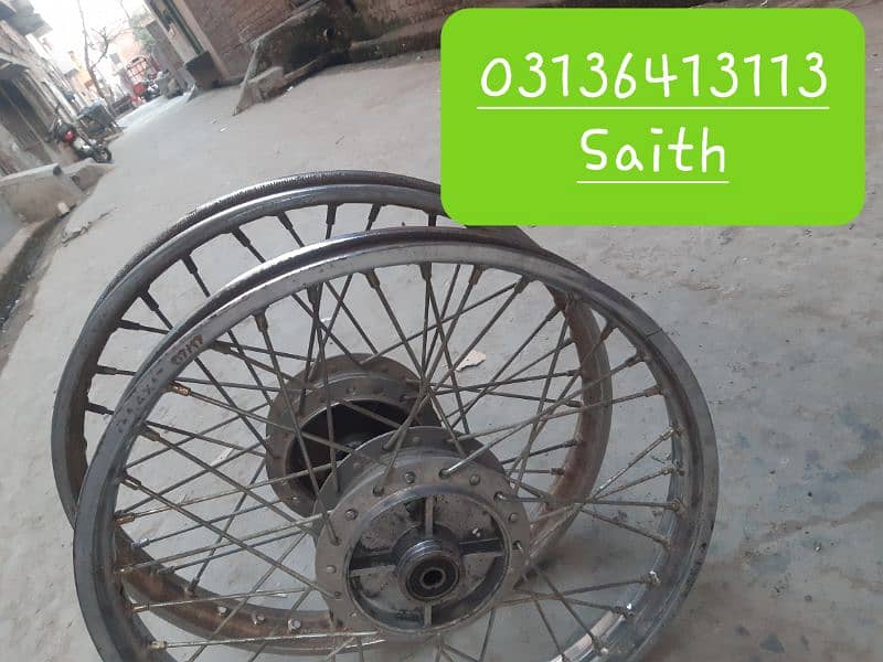 Honda 70cc bike wheel complete Hab ke shat Aage wala Piche wala 2 pic 7