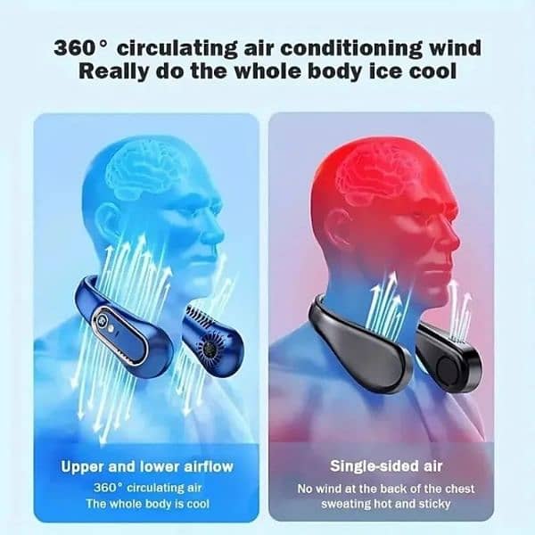 New Hanging Neck Fan Digital Display Air Cooler Neck Fan Rechargeable 6