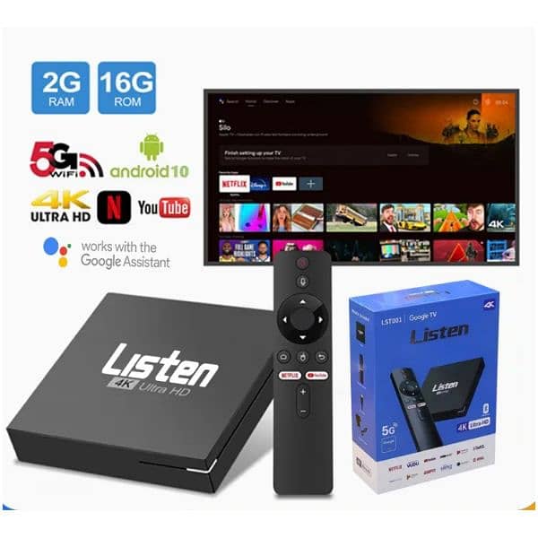 Original LISTEN Smart TV BOX 2GB 16GB voice remote BT bluetooth 5.3 0