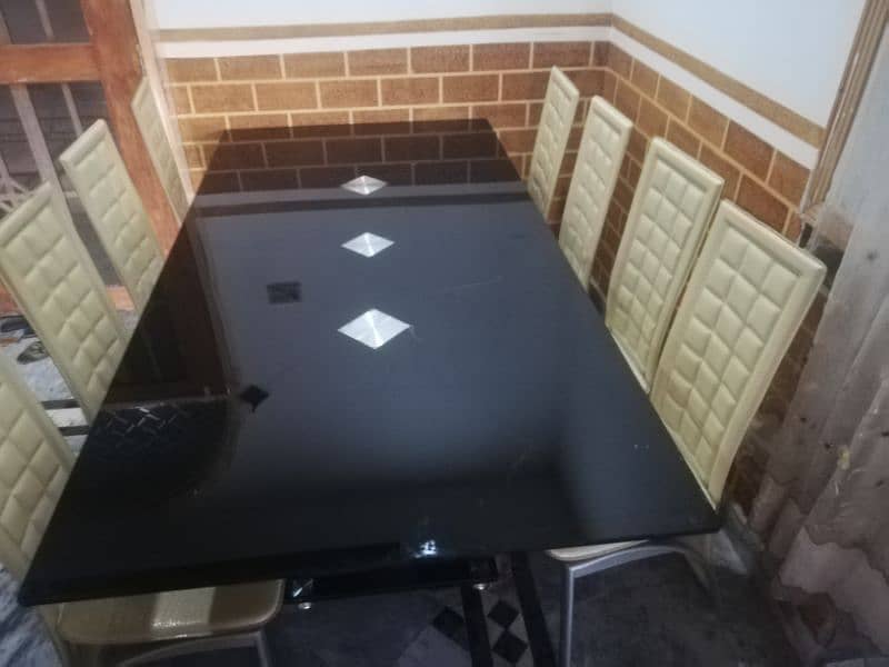 Urgent sale Dining table  with 8 chairs,(pure leather) 3
