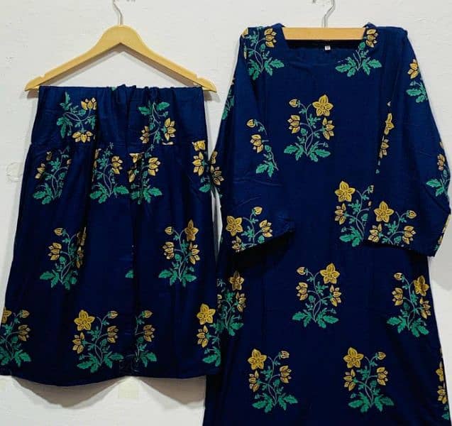 2 pcs Women Stitched Linen Printed Suit 9