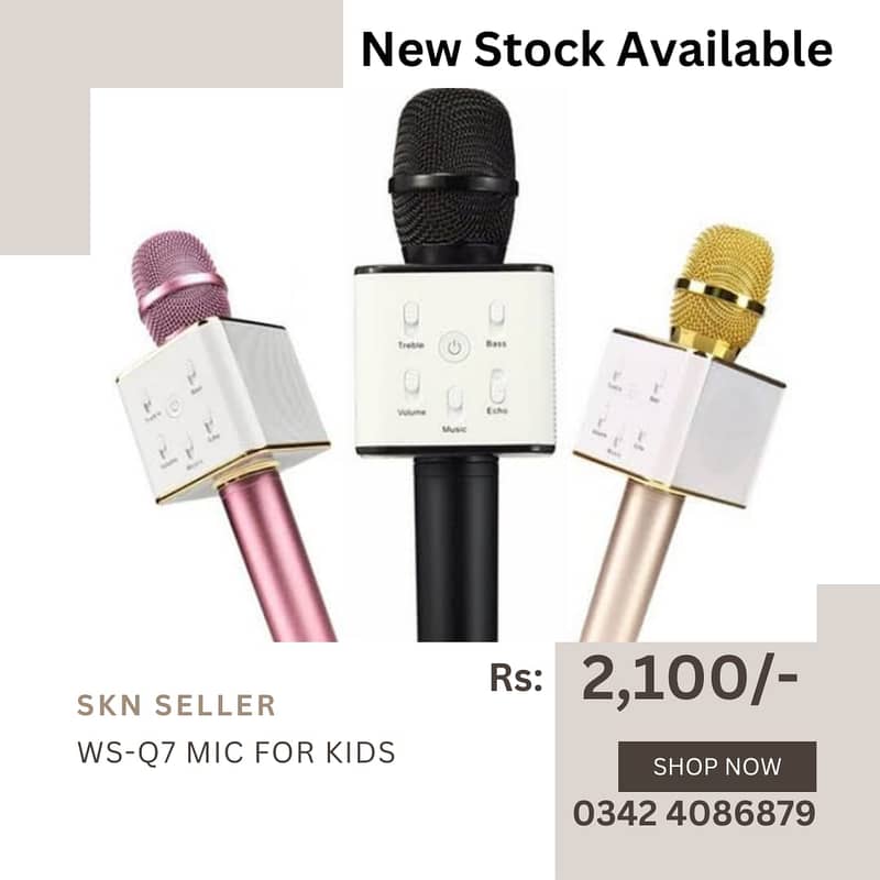 New Stock (Q7 Wireless Microphone Karaoke Bluetooth Mic & Speakers) 3