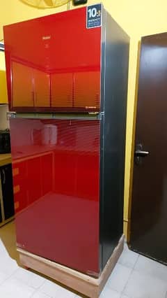 jumbo size fridge in red colour