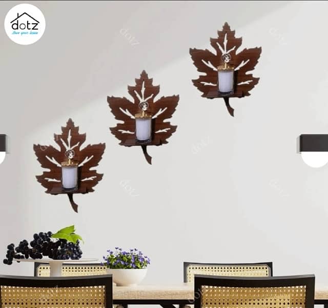 Dotz Brand Leaf Wall Shelf, Candle Flower Holder, Wall Decoration Item 6