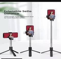 selfie stick with LED light mini tripod stand