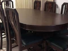 Pure Solid Wooden Table With 8 Chairs for sale
