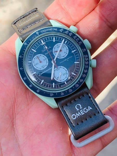 Omega and swatch beautiful coronograph watch 1