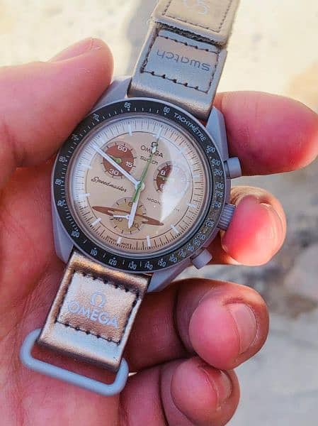 Omega and swatch beautiful coronograph watch 3