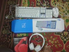 Gaming keyboard and mouse and headphones