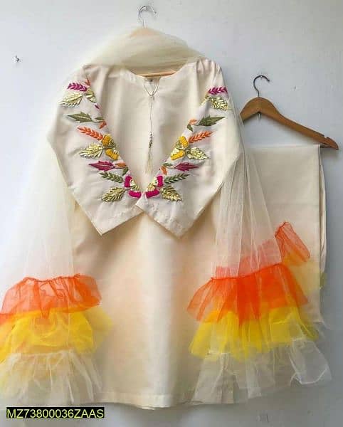 3 Pcs Women's Stitched Katan Silk Embroidered Suit 1