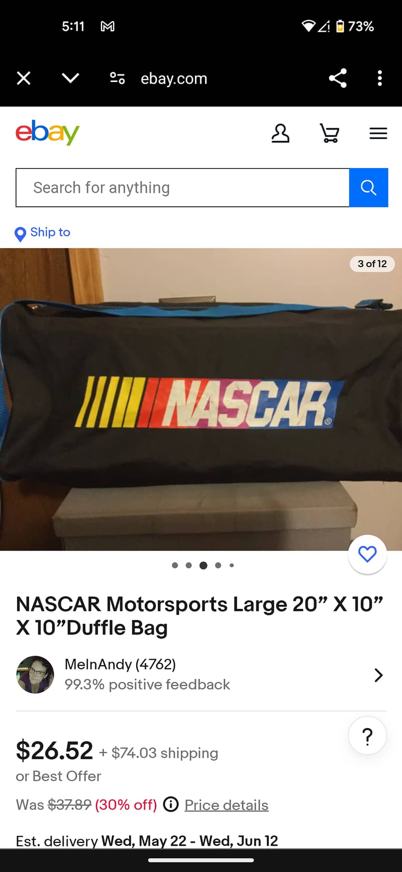 NASCAR Racing original Duffle bag for sale 3