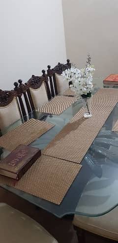 Dining Table Mirror top with 8 chairs, just like new 0