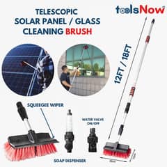 Telescopic Solar Panel Cleaning Brush with Wiper & Soap Dispenser